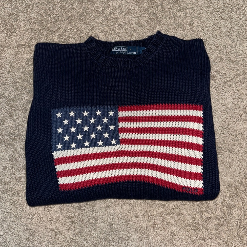 Vintage - Knitted Polo Ralph Lauren Flag Sweater - 90’s